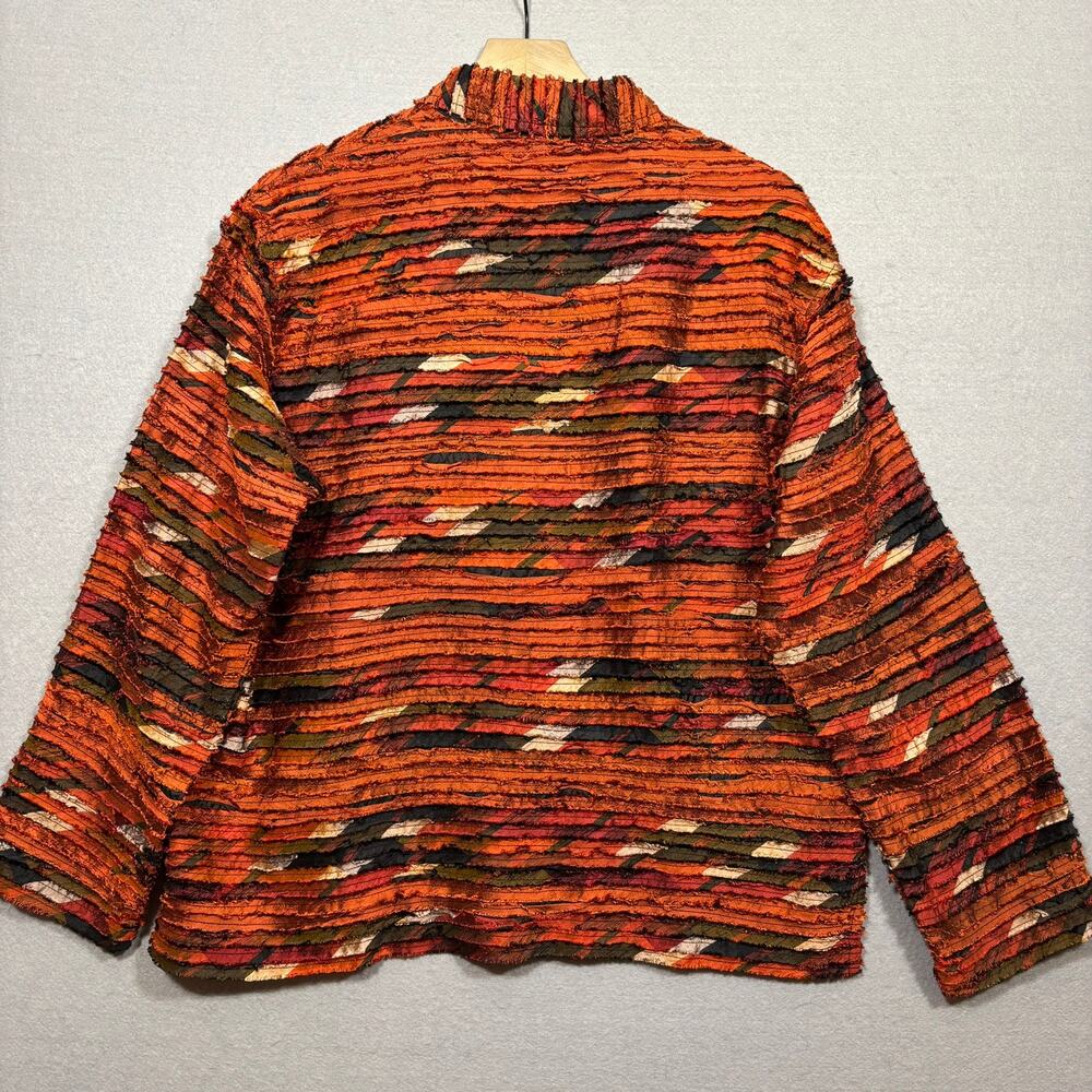 Chico's Silk Patchwork Ribbon Jacket Size 2 Large… - image 2